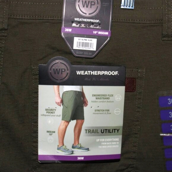 Weatherproof Trail Quality Cargo Shorts 36 NWT โ Stretch, Flex Waist, Security P - Picture 8 of 8